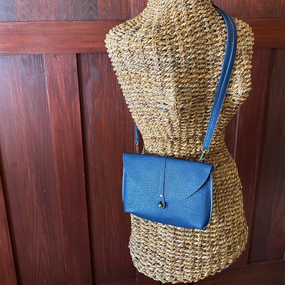 NWT Navy vegan leather crossbody.